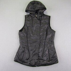 Lululemon Glacier Vest Womens 6 Black Magnet Hooded Quilted Removable Fleece